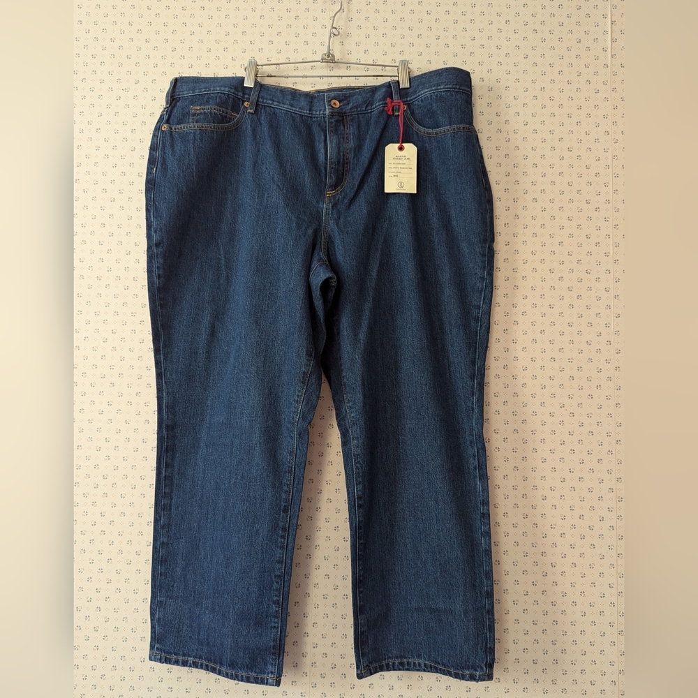 NWT Lands End Jeans 22W High Rise Straight Leg Dark Wash Casual Saturday Classic